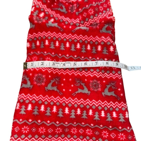 Boots & Barkley Red Fleece Dog Jacket L (9x21) Reindeer Snowflake Hooded - Picture 7 of 8